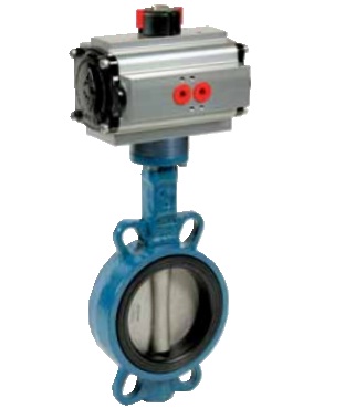 Wafer type butterfly valve with pneumatic actuator PN10/16