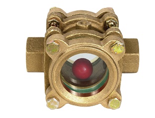 Brass double sight glass with ball 1/2"- 2"