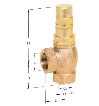 Bronze overflow safety valve with NBR sealing and BSP thread