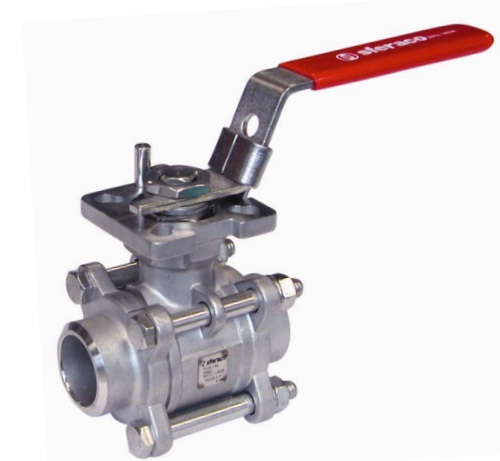 Stainless/carbon steel 3 pieces ball valve with lever PN63 - female thread