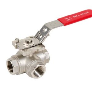3 ways stainless steel ball valve with lever PN40 L-T