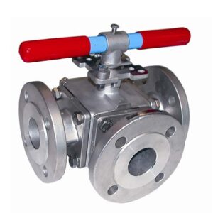 3 ways stainless/carbon steel flanged ball valve PN50