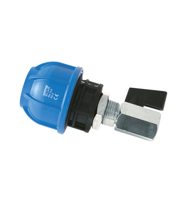 Pneumatic end cap with ball valve for aluminium pipe R219-R249