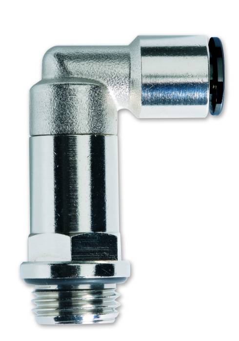 Swivel long cylindrical male elbow connector with o-ring